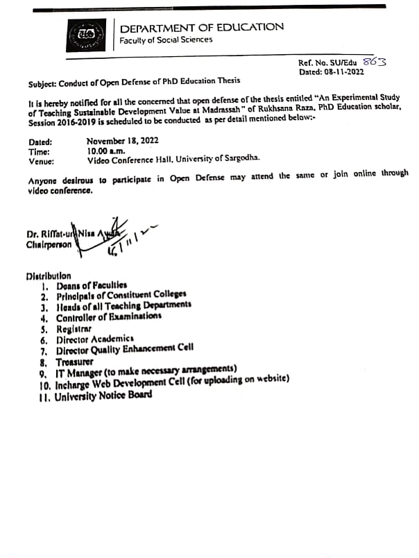 Conduct of Open Defense  of PHD Education Thesis